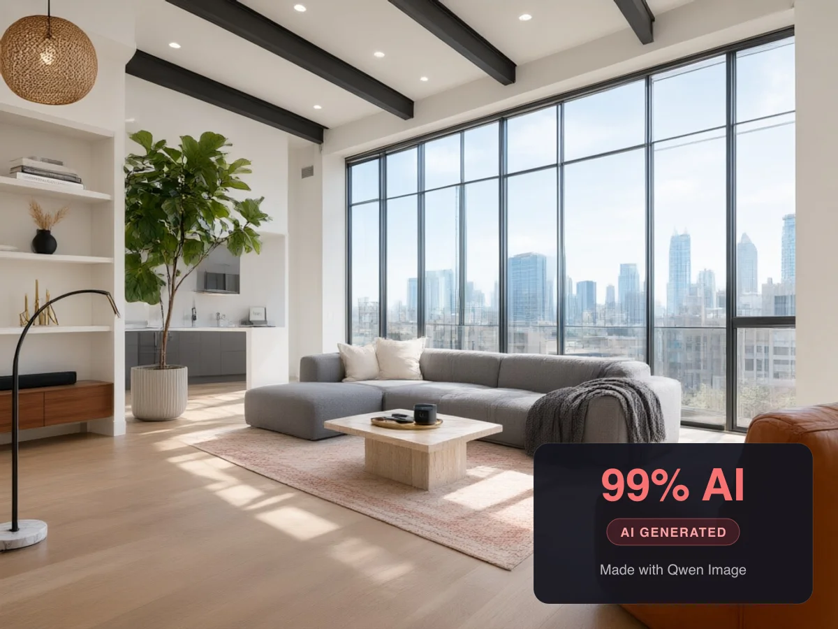 AI-generated rental listing photo of an apartment that does not exist, detected as 99% AI