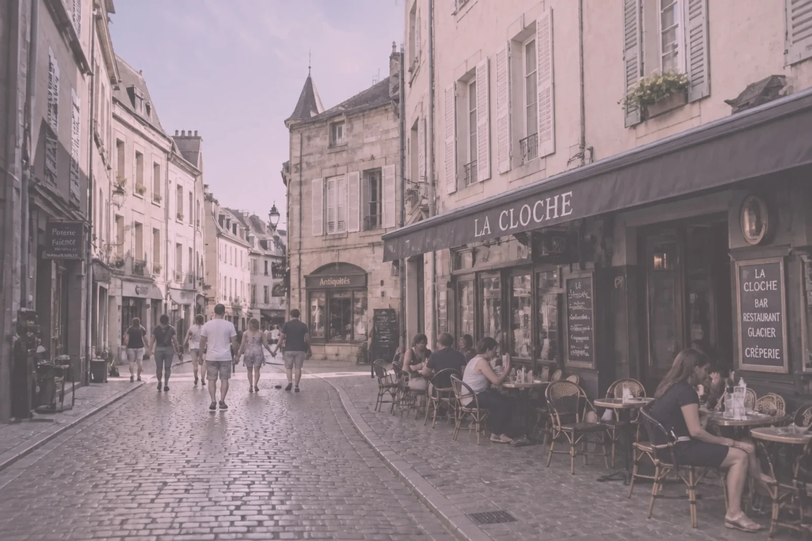 A Street Scene With a Magenta Cast — faded scan before color correction