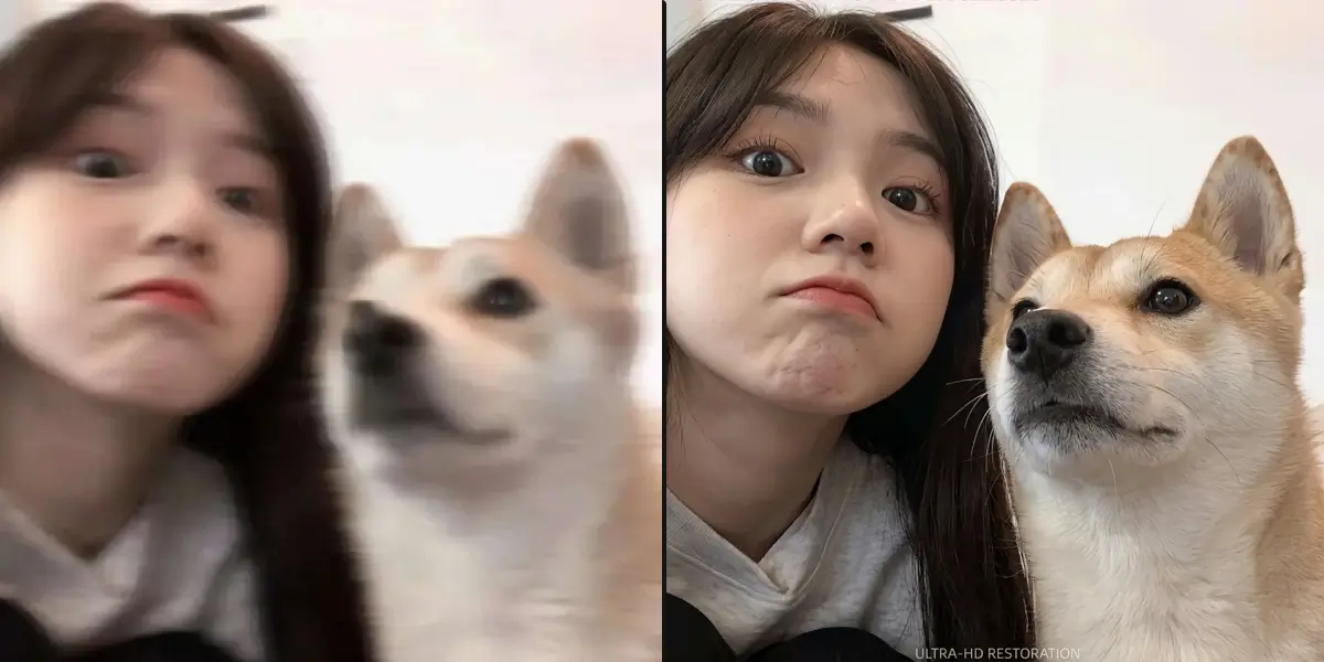 AI focus blur fix - out-of-focus portrait restored with sharp details